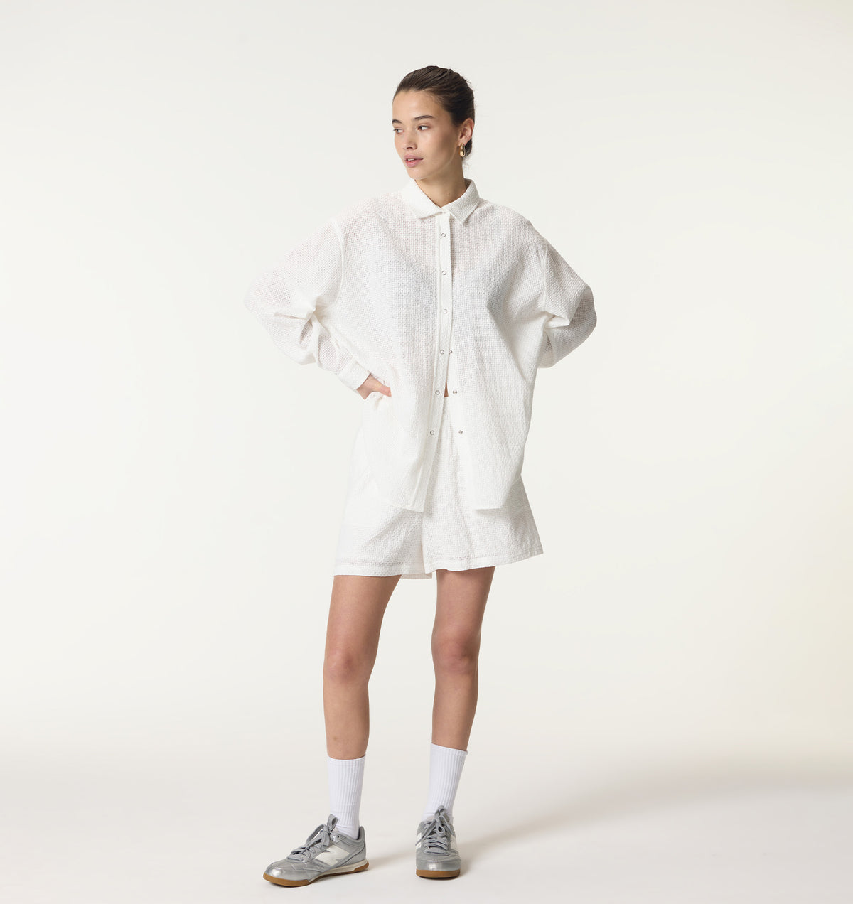 Lace Ridge Oversized Shirt - Cream