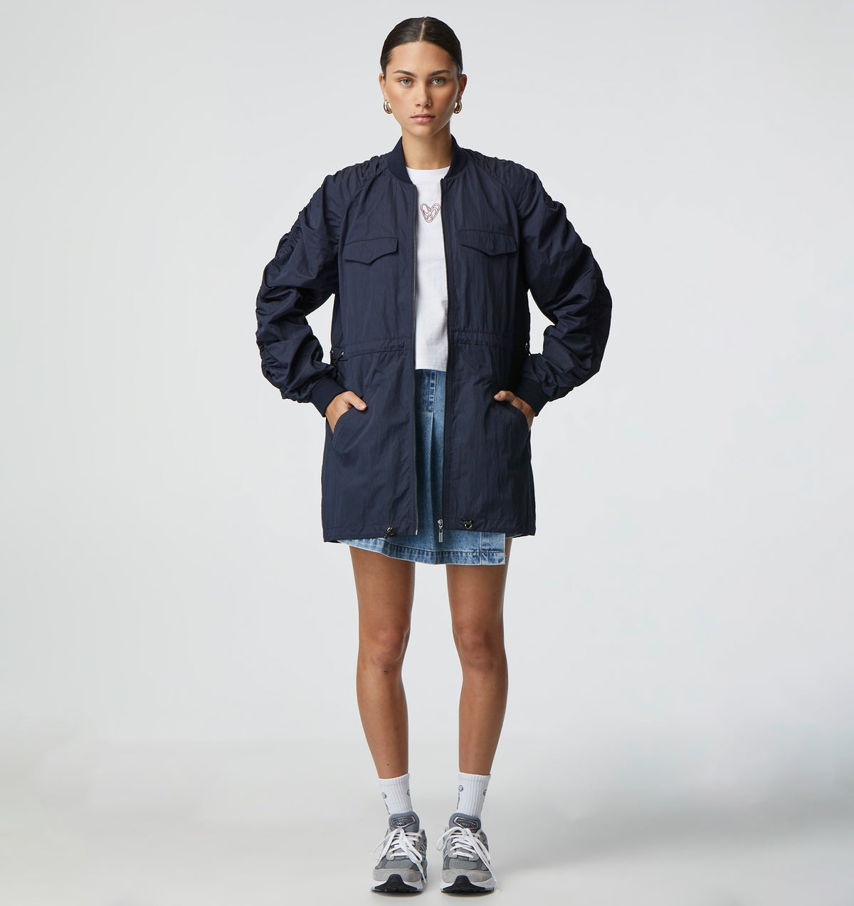 Ruched Bomber - Navy