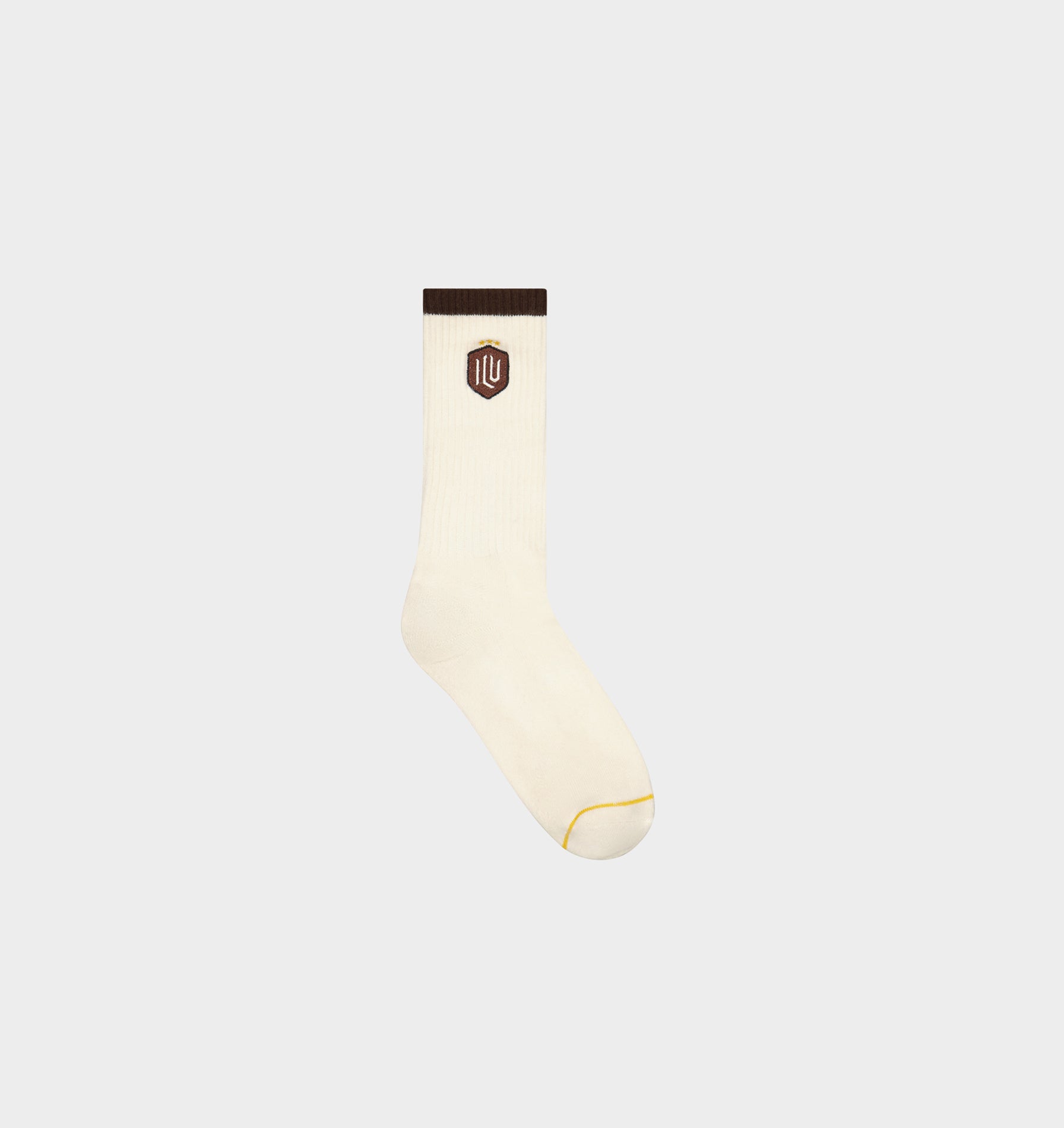 Football Sock - Off White/Brown