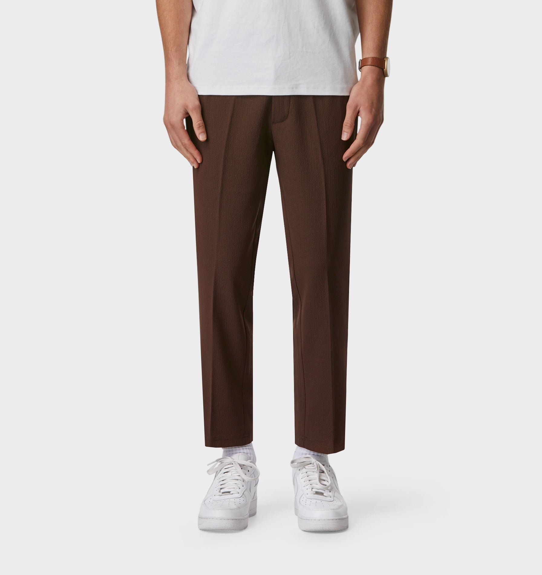 Seersucker Slim Kobe Pant - Regular - Dark Brown