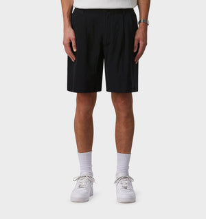 Linen Quincy Pleated Short - Black