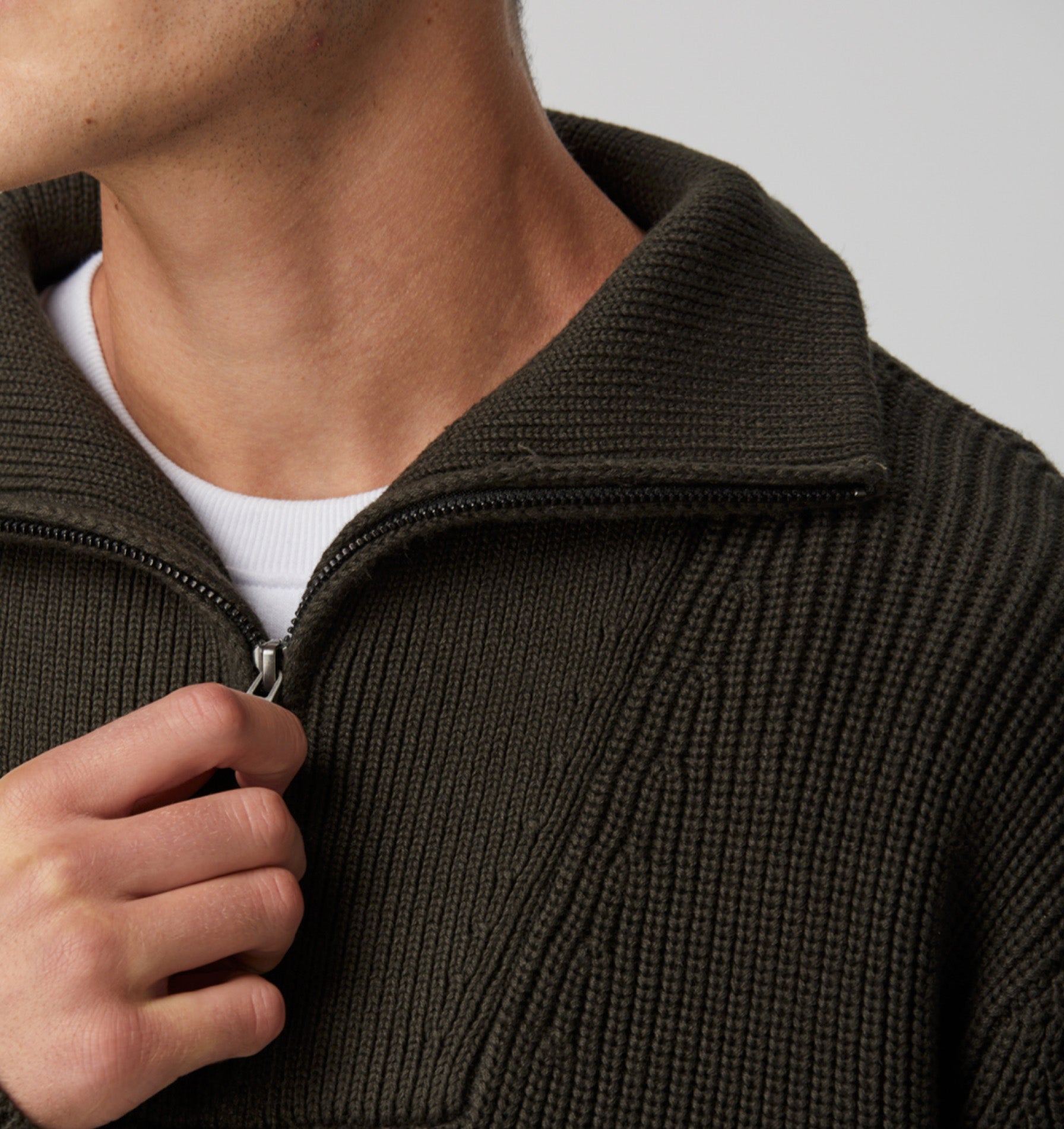 Mateo Zip Sweater - Moss