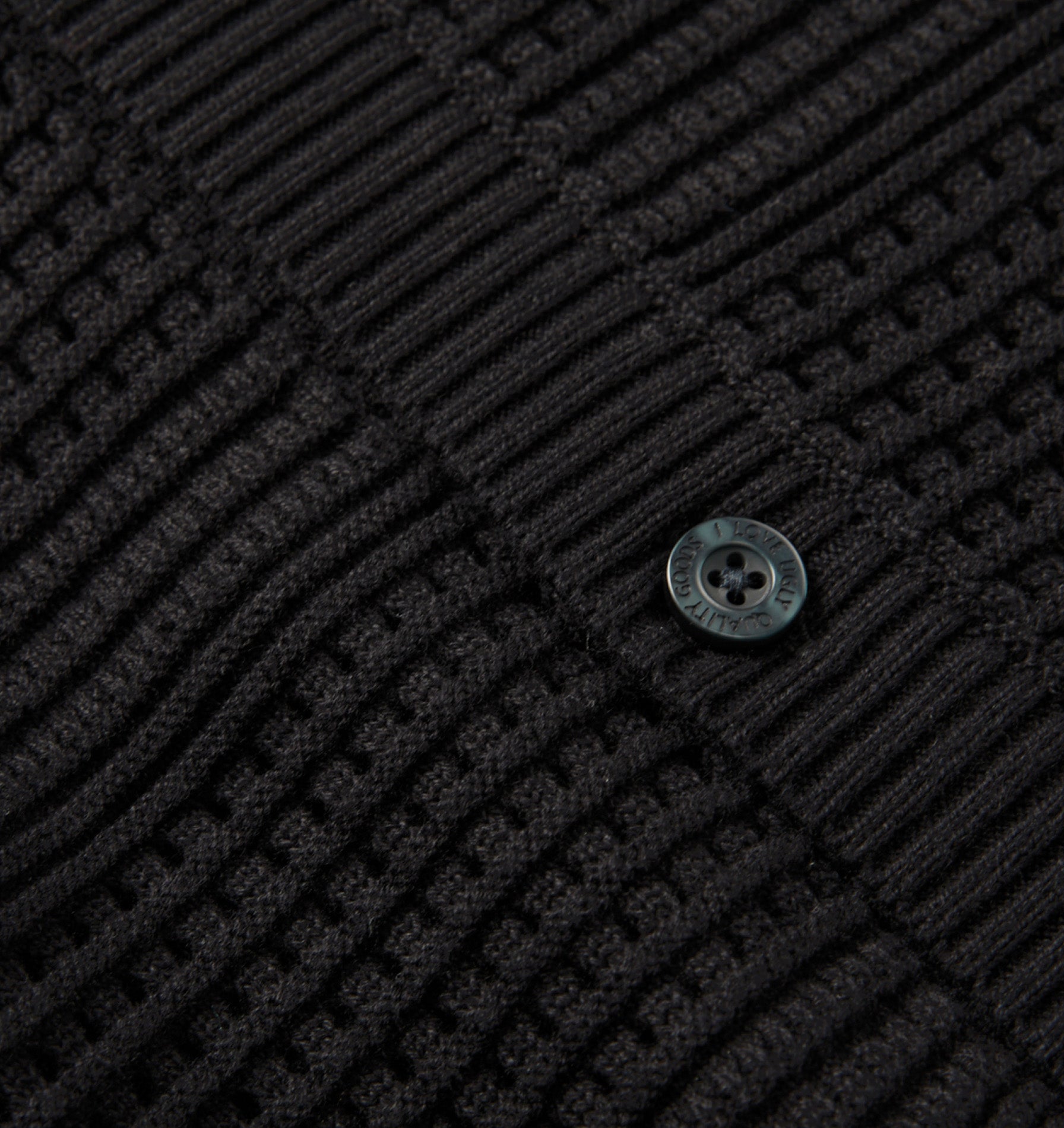 Textured Knit SS Shirt - Black