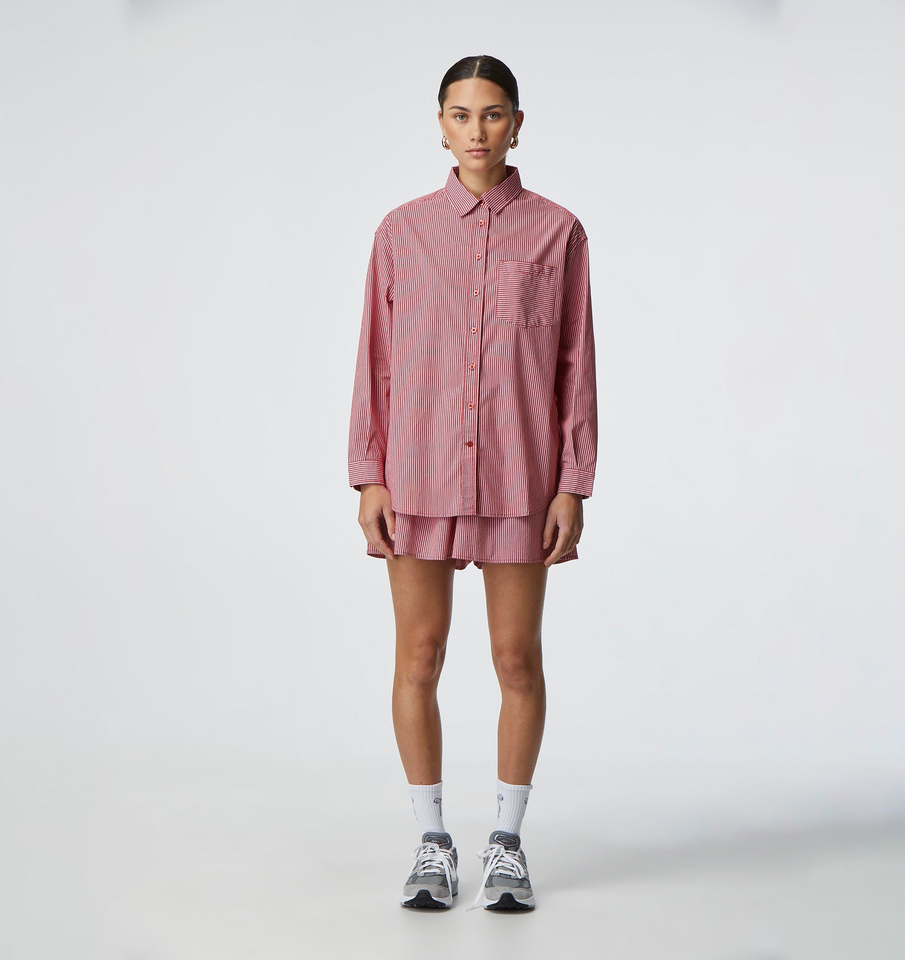 Brooklyn Oversized Shirt - Red Stripe