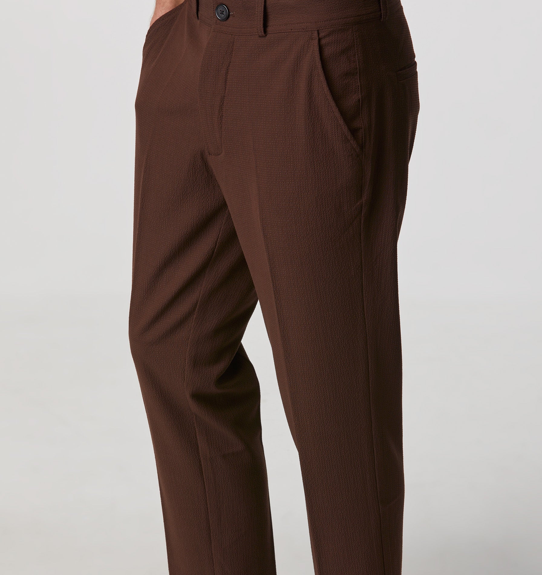 Seersucker Slim Kobe Pant - Regular - Dark Brown