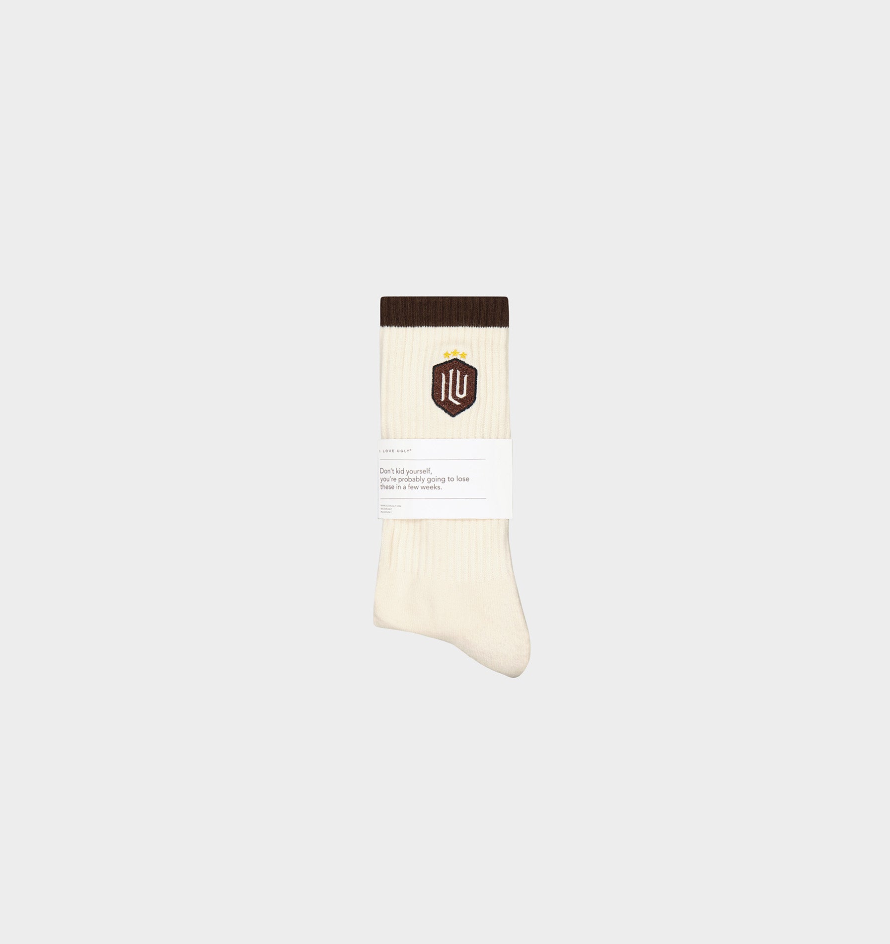 Football Sock - Off White/Brown