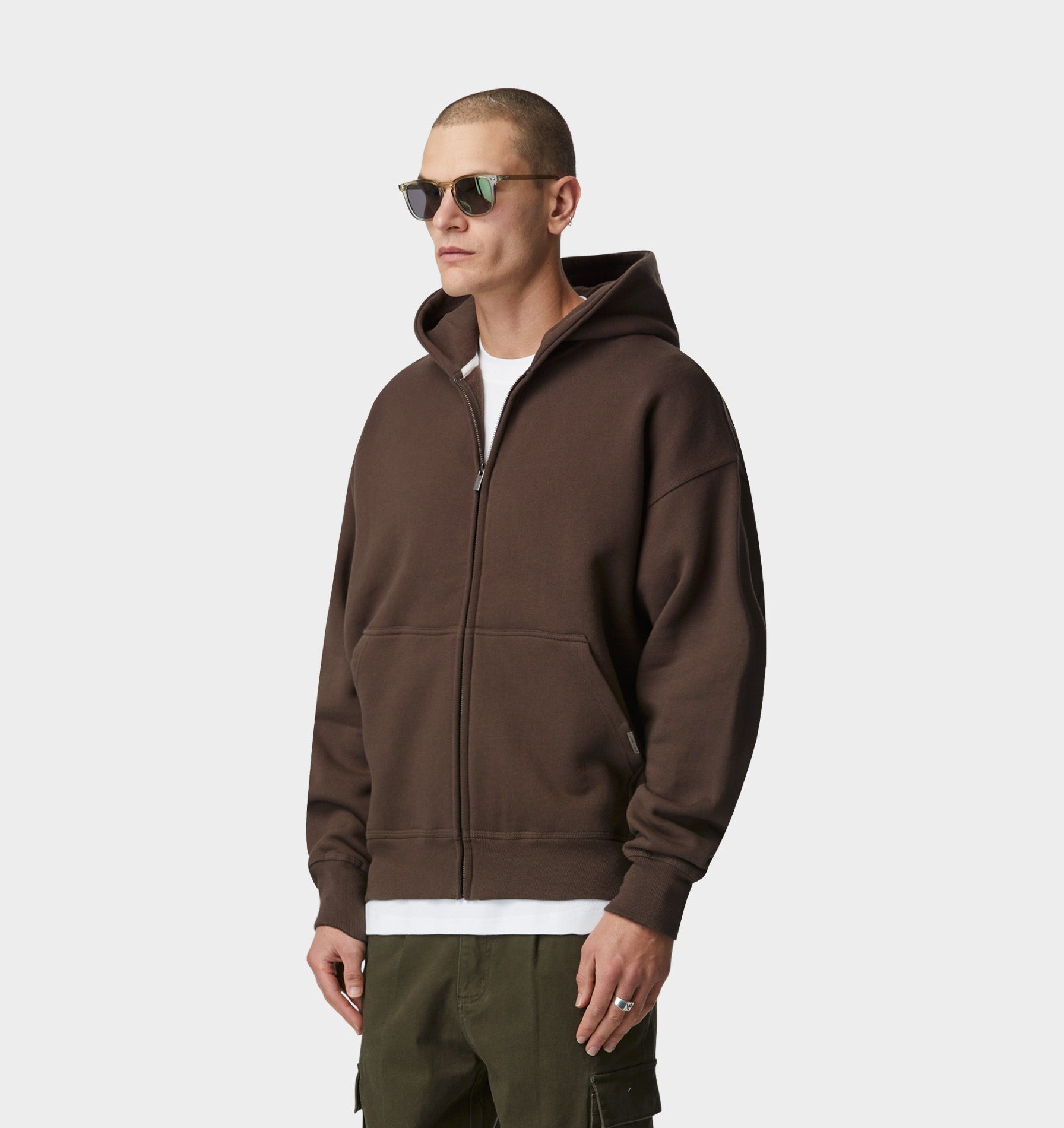 Zip Up Box Hood - Espresso