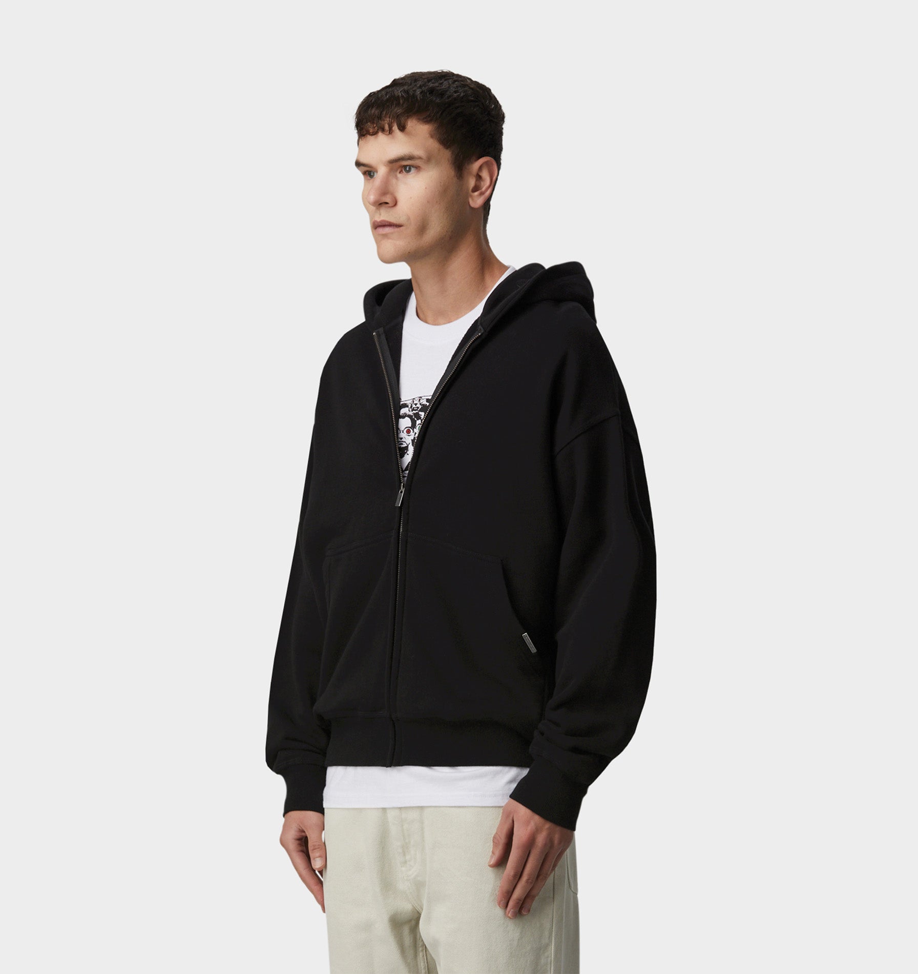 Zip Up Box Hood - Black