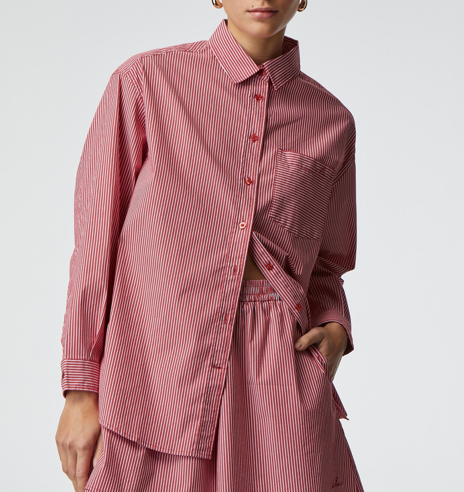 Brooklyn Oversized Shirt - Red Stripe