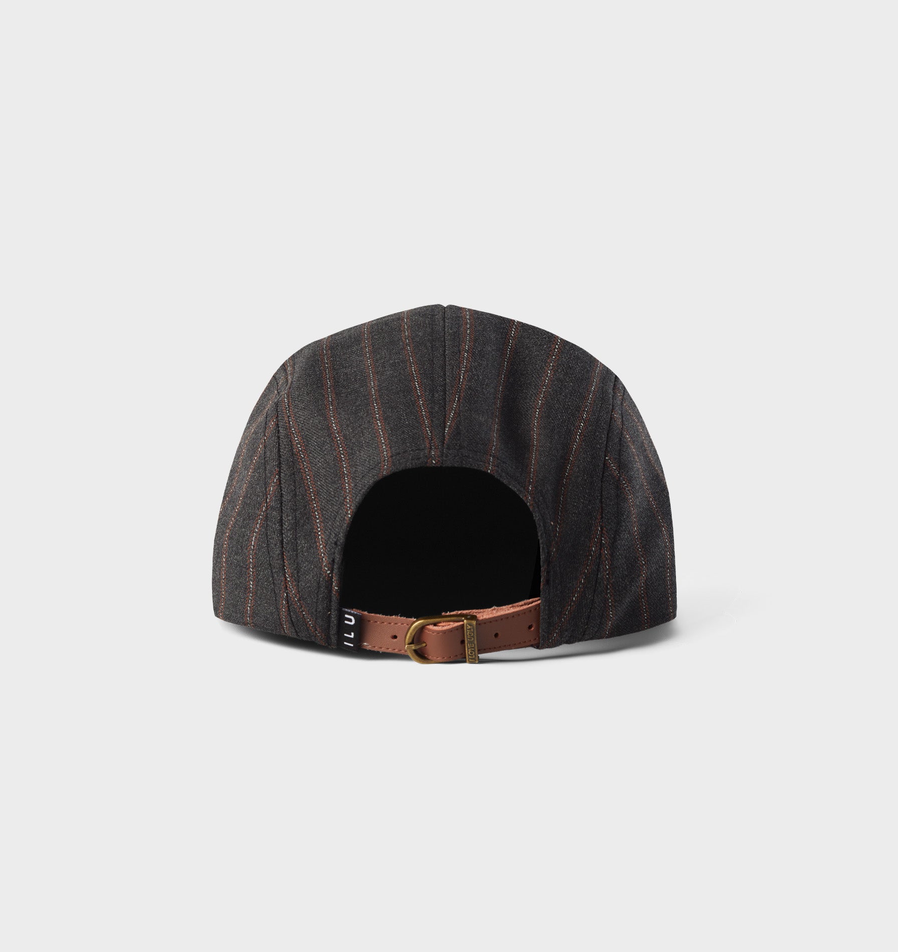 5 Panel Cap - Charcoal/Red Pinstripe