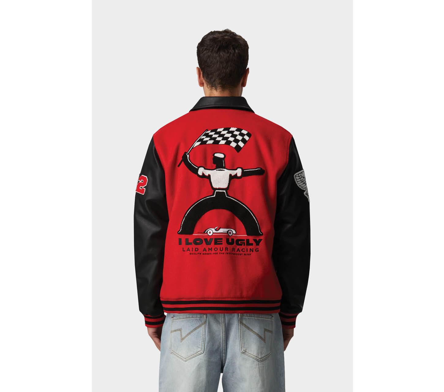 Laid Amour Varsity Jacket - Formula Red/Black