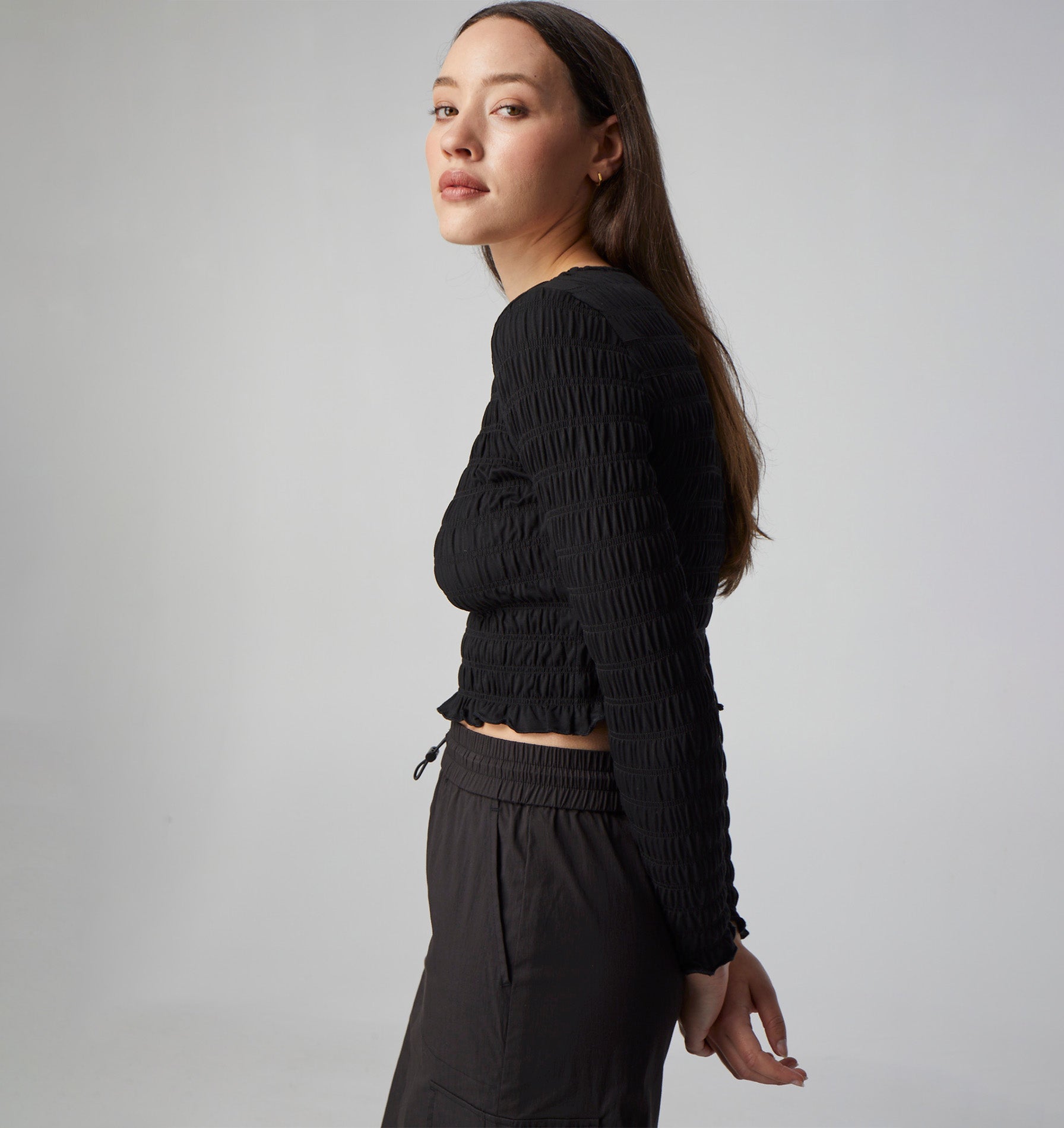 Shiloh Shirring Top - Black