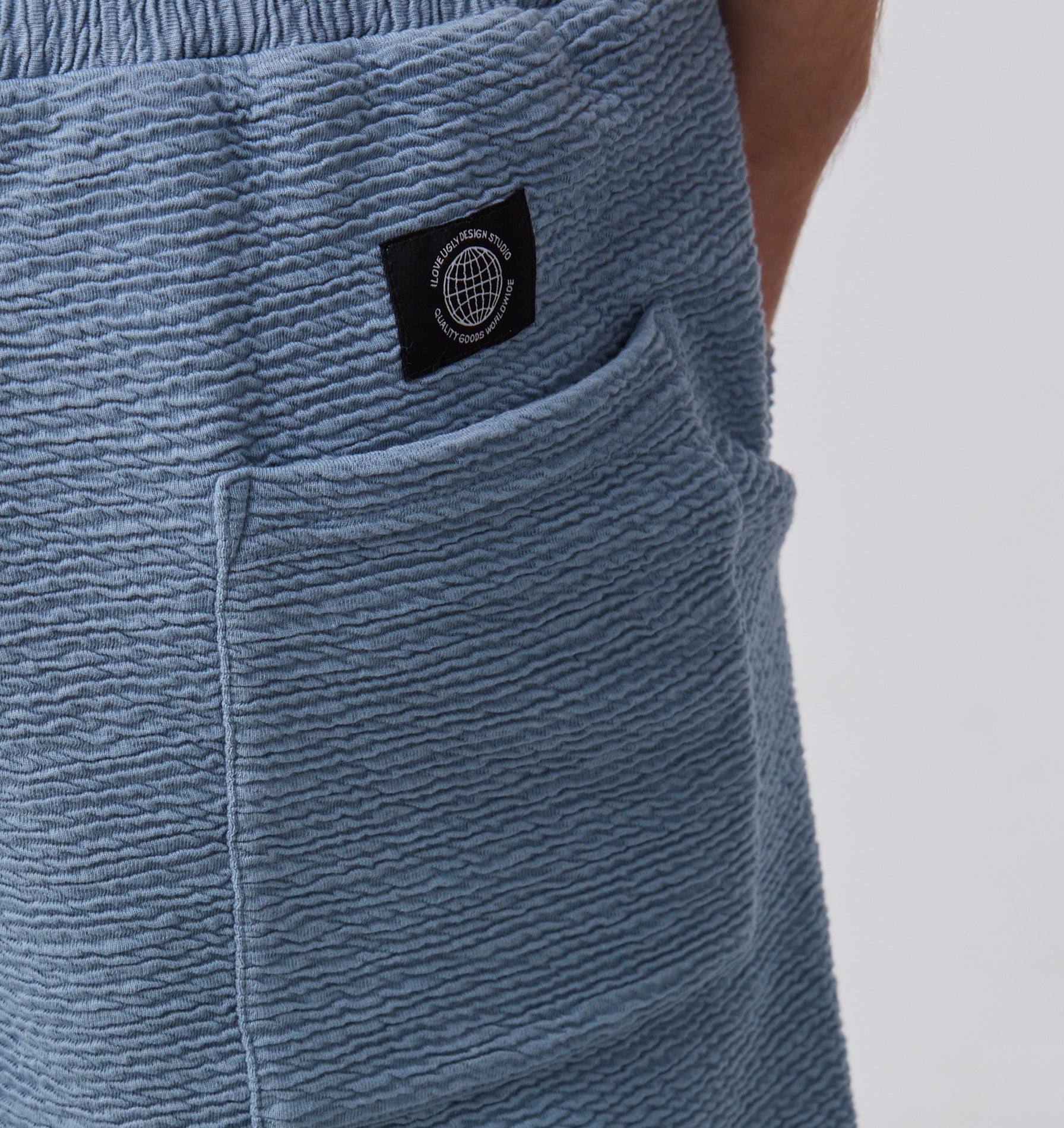 Ridged Trackie Short - Steel Blue