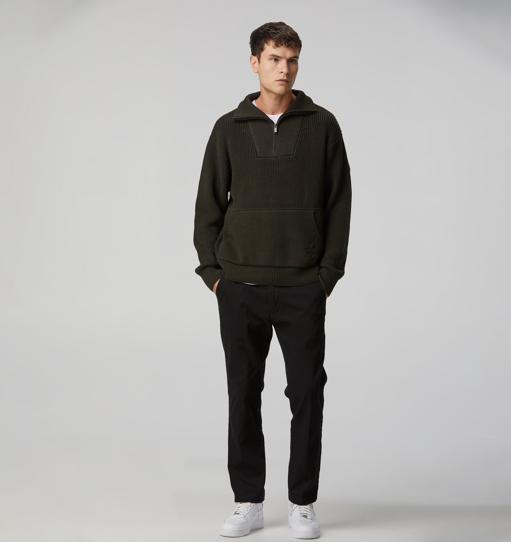 Mateo Zip Sweater - Moss