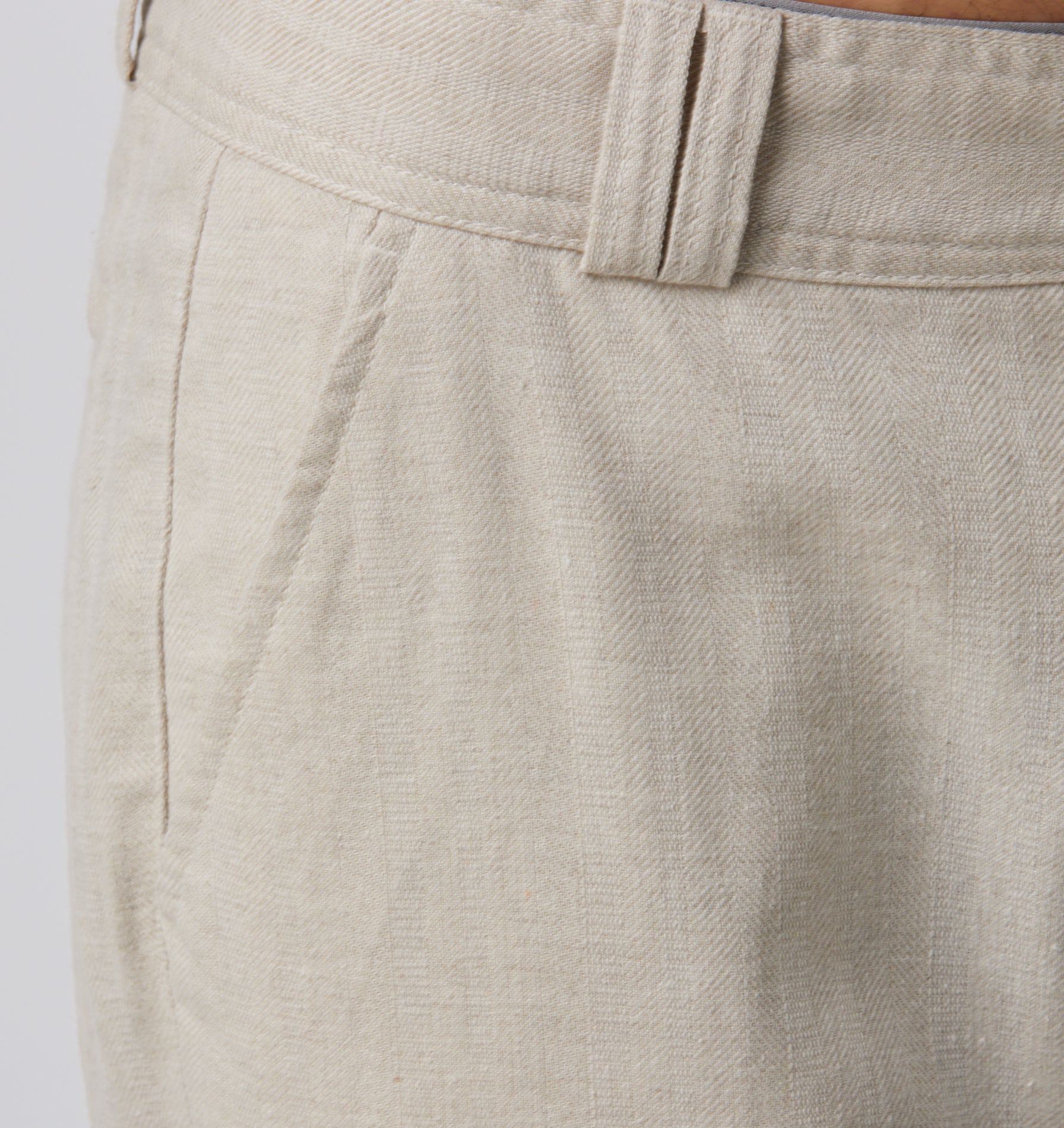 Herringbone Linen Slim Kobe Pant - Tall - Bone