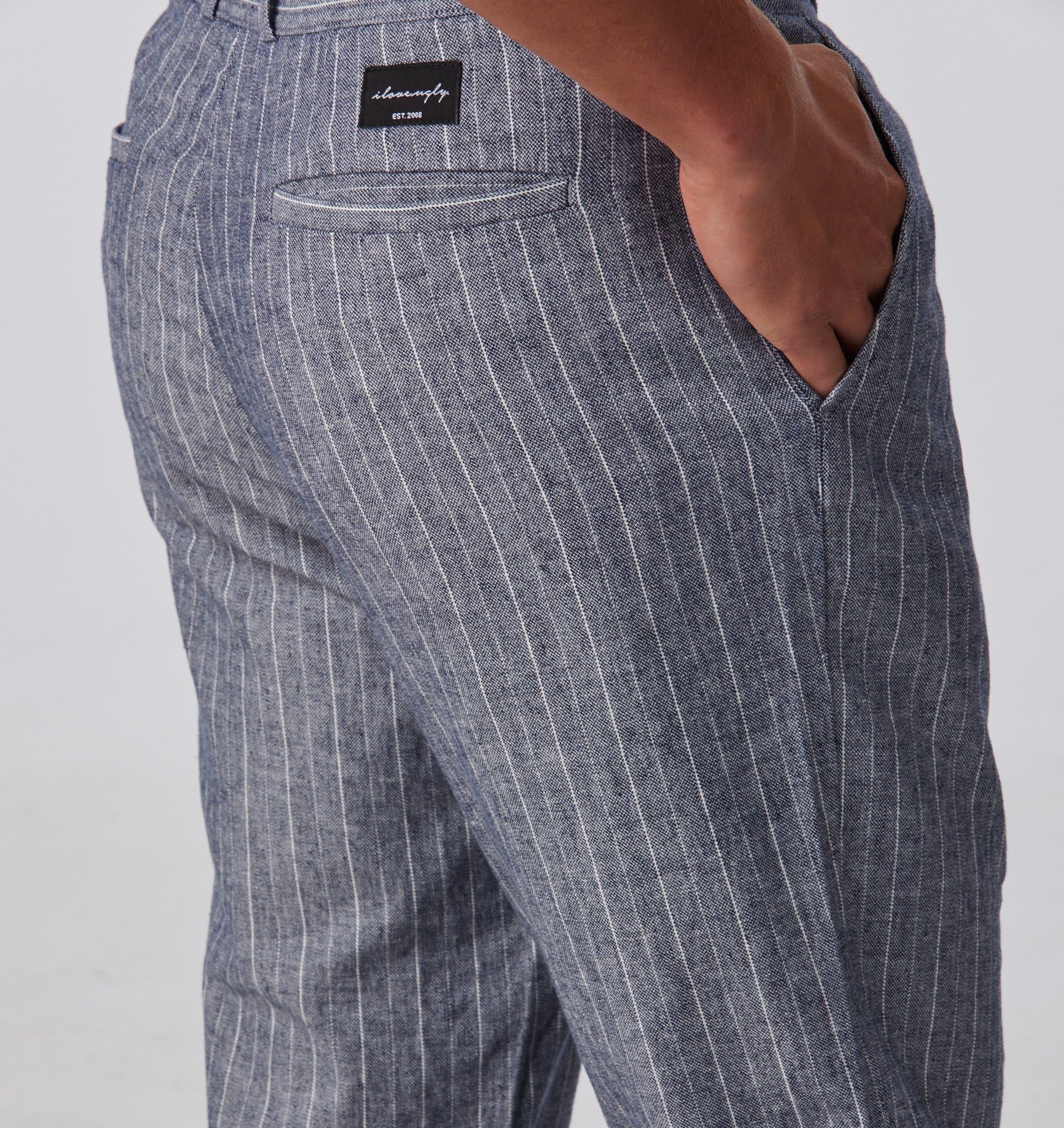 Linen Kobe Pant - Indigo/White Stripe