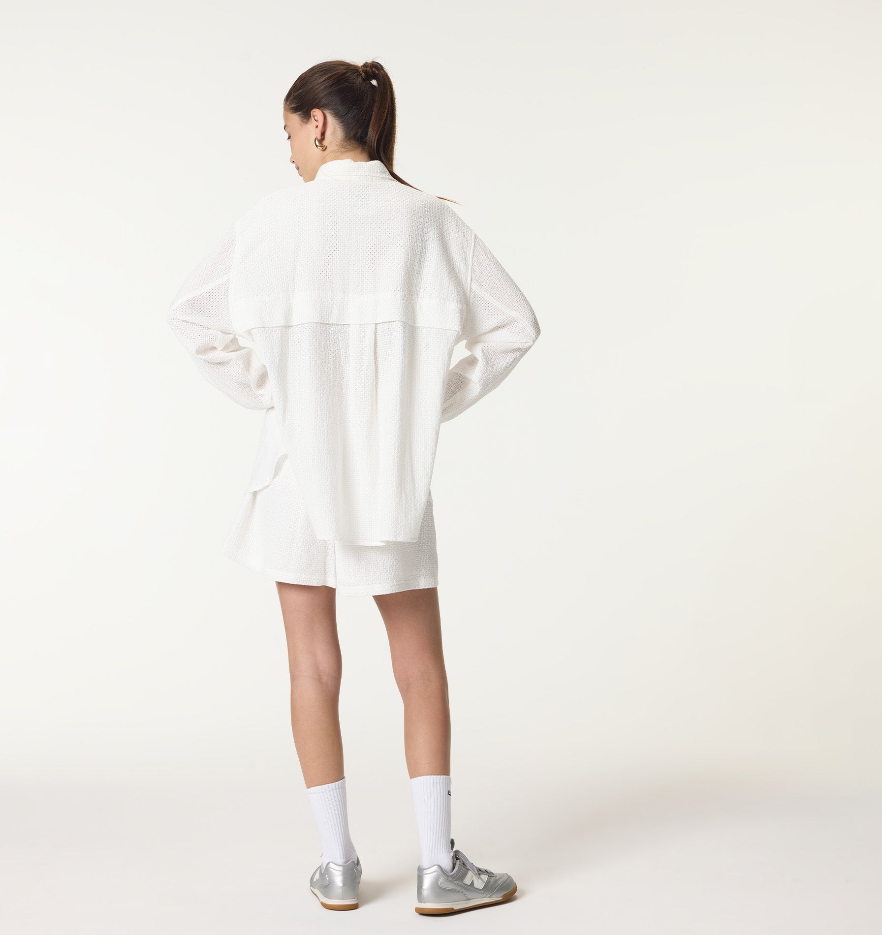 Lace Ridge Oversized Shirt - Cream