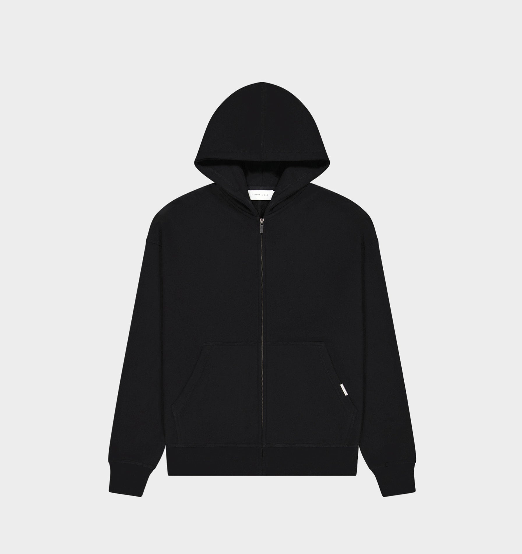 Zip Up Box Hood - Black