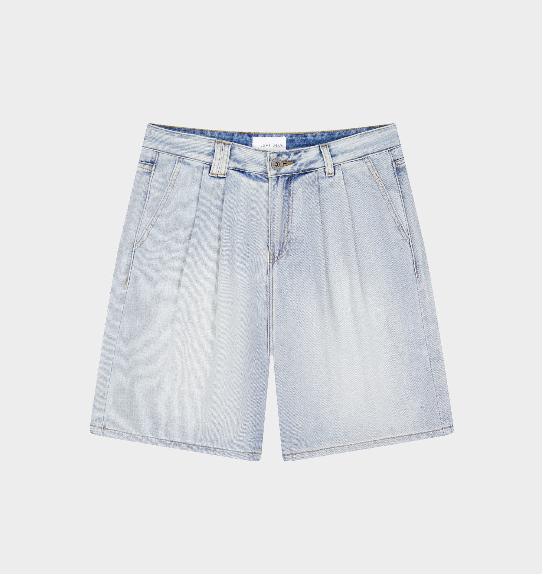 Pleated Denim Short - Light Vintage Blue