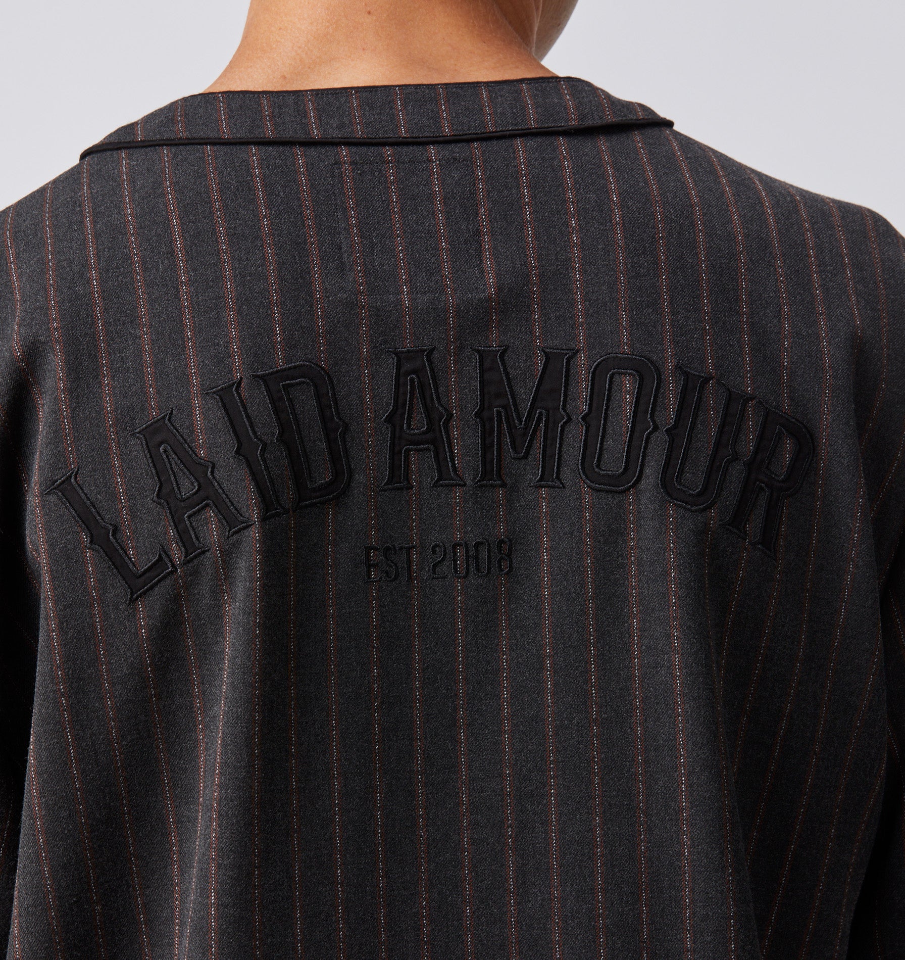 Laid Amour Baseball Jersey - Charcoal/Red Stripe