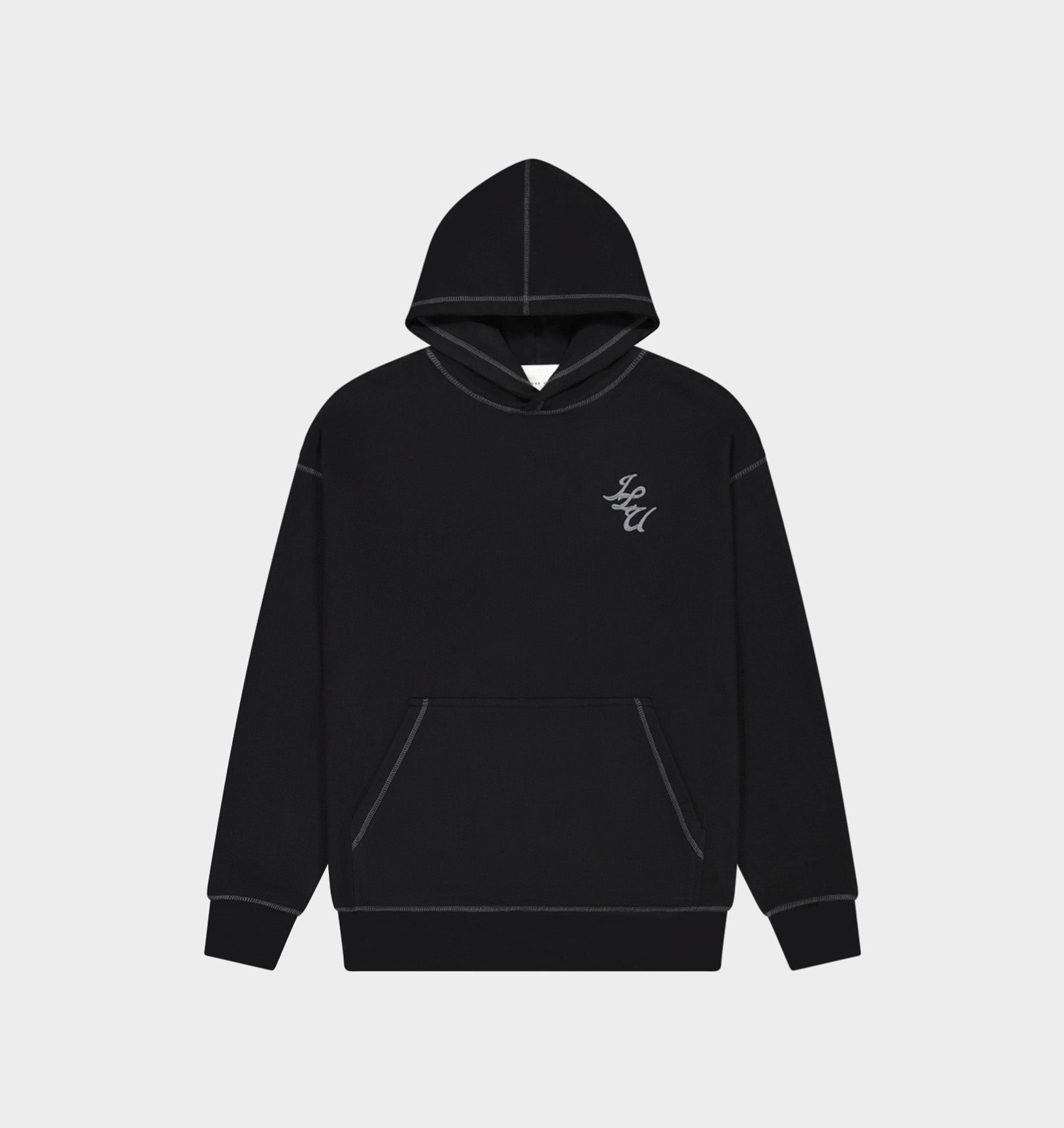 Contrast Stitch Box Hood - Black