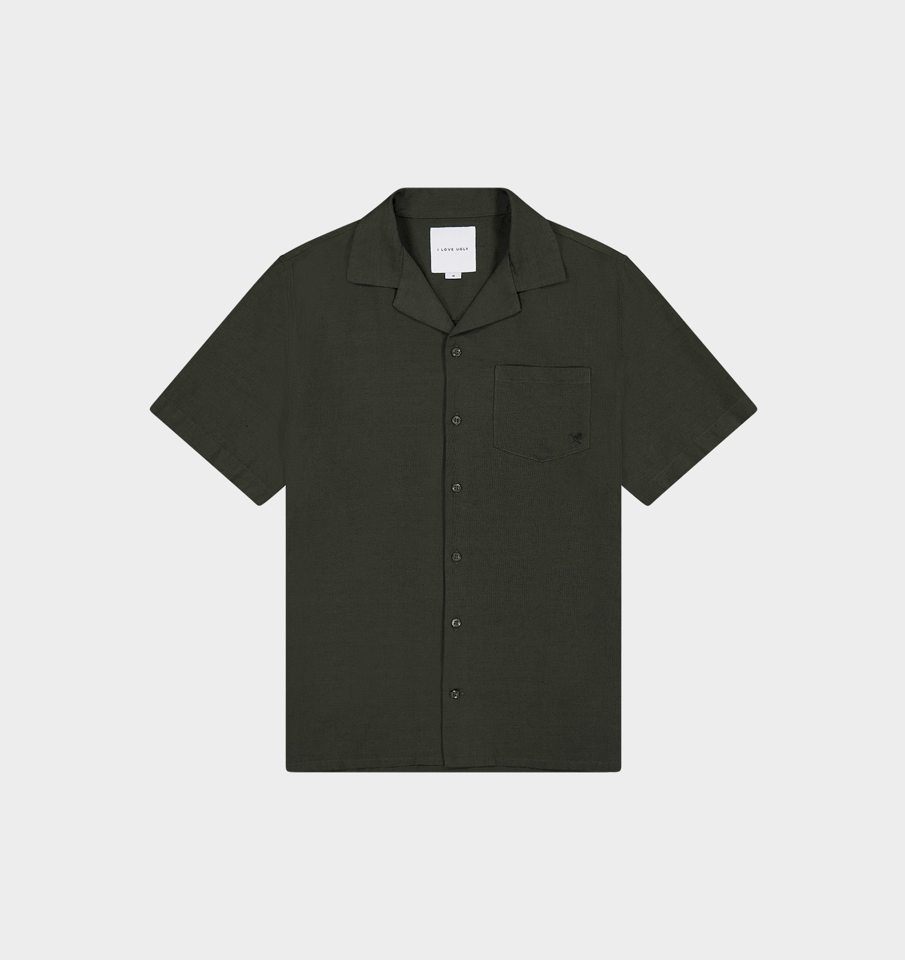 Linen Cuban Collar SS Shirt - Olive