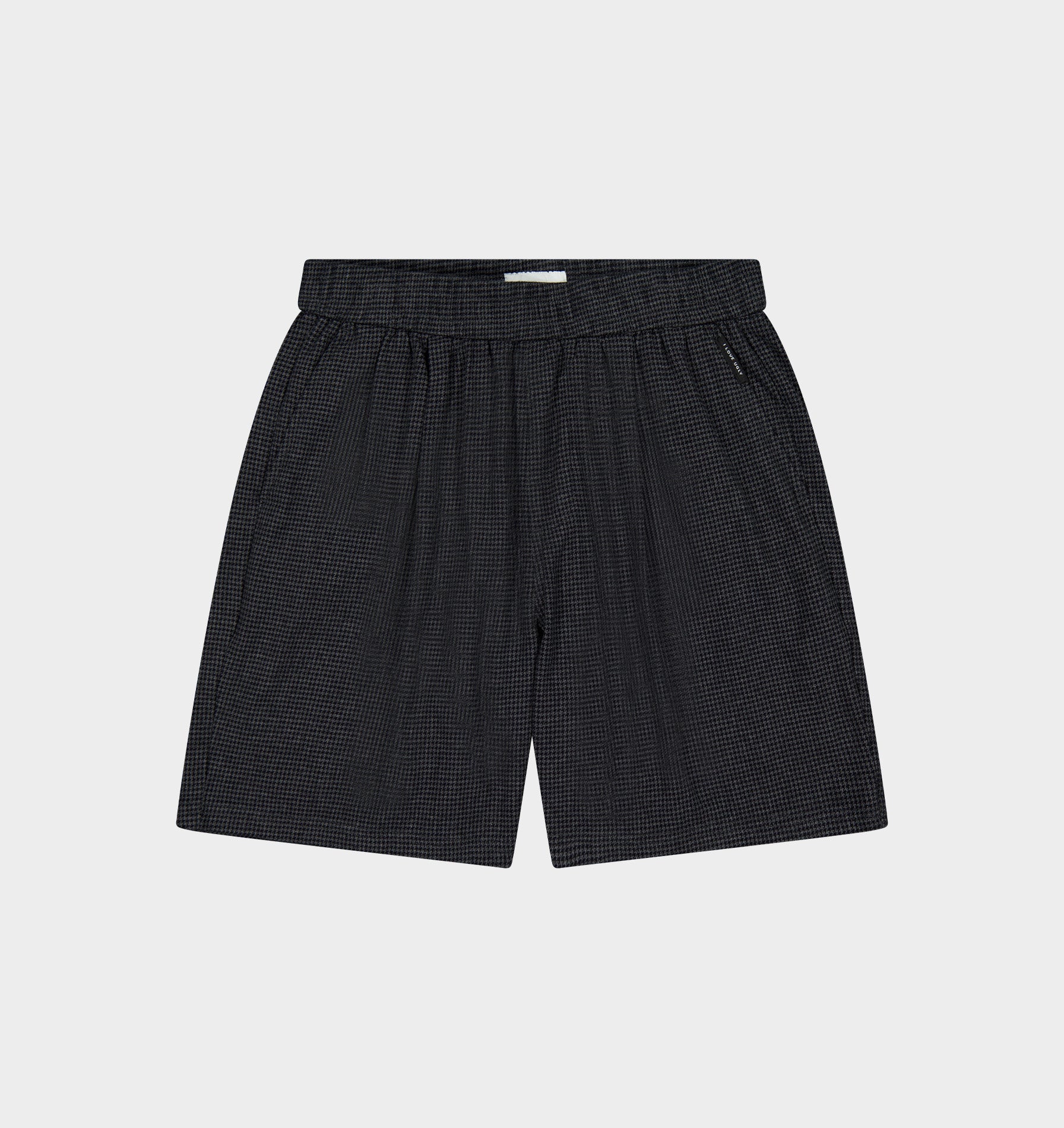 Linen Michael Pleat Short - Charcoal Houndstooth