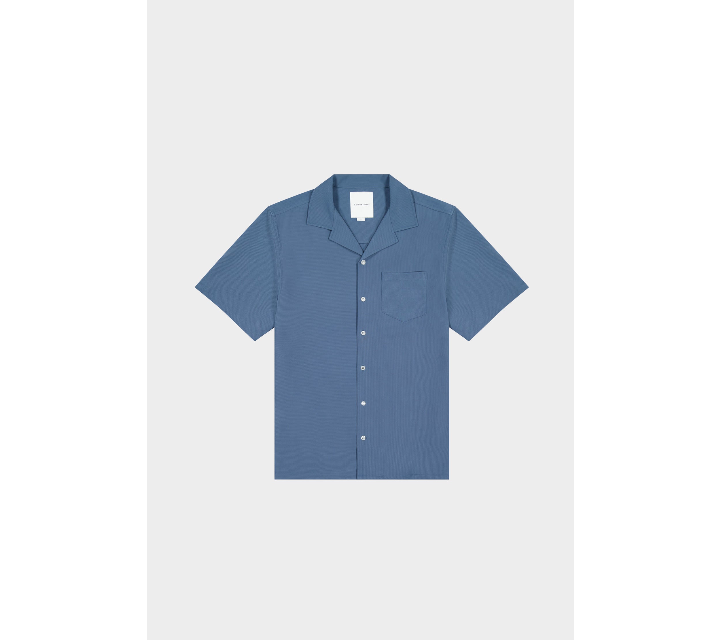 Textured Stripe Cuban Collar SS Shirt - Teal
