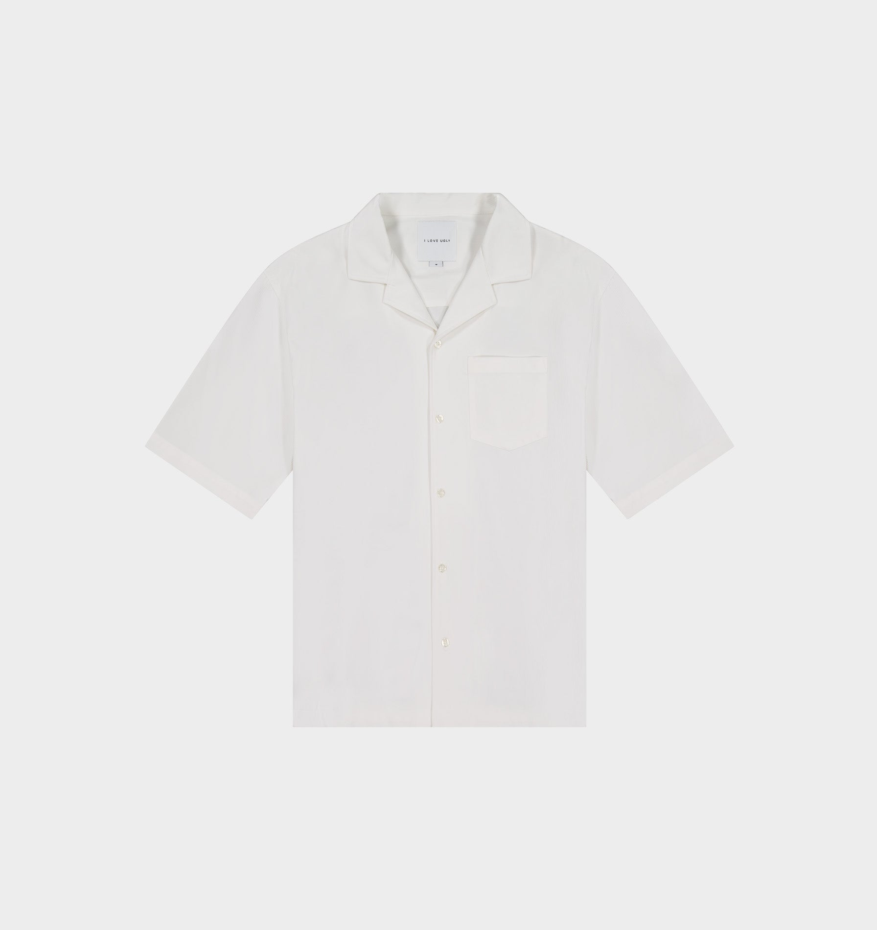 Textured Box Cuban Collar - White Stripe