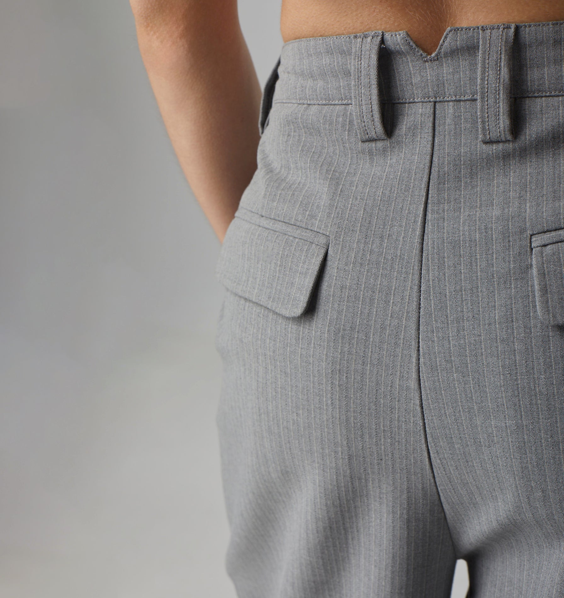 Pleat Pant - Grey Pinstripe